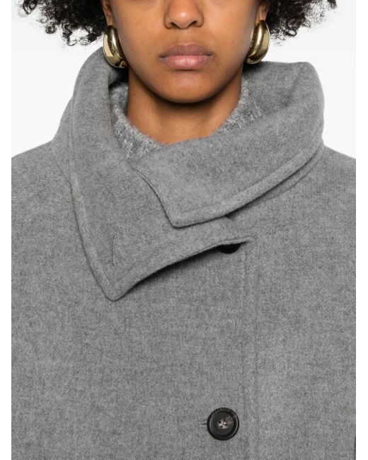 Peserico Gray High-Neck Buttoned Jacket