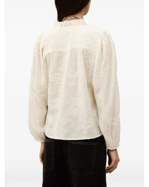 Ba&sh White Petty Ruffled Embroidered Blouse