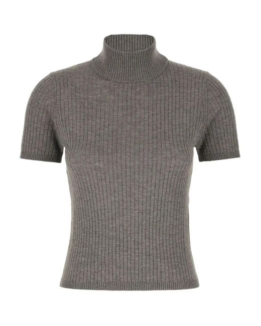 Top de canalé con cuello alto Max Mara de color Gray