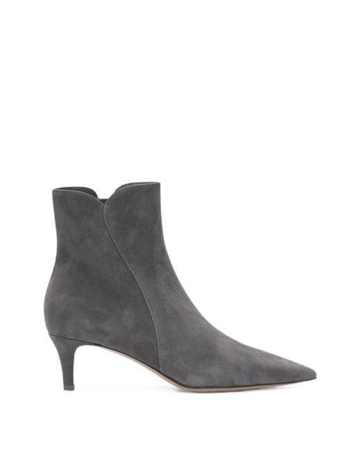 Gianvito Rossi Gray Pointed-Toe Suede Boots