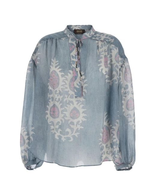Bazar Deluxe Blue Blouse Imprimée À Perles