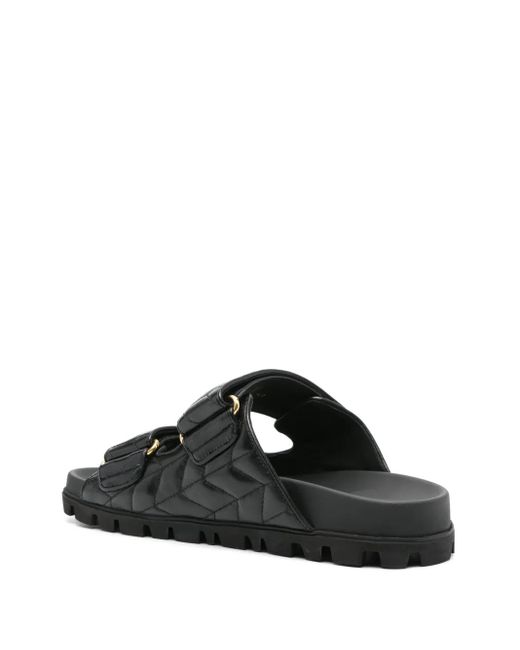 Miu Miu Quilted Nappa Sandals in Black | Lyst