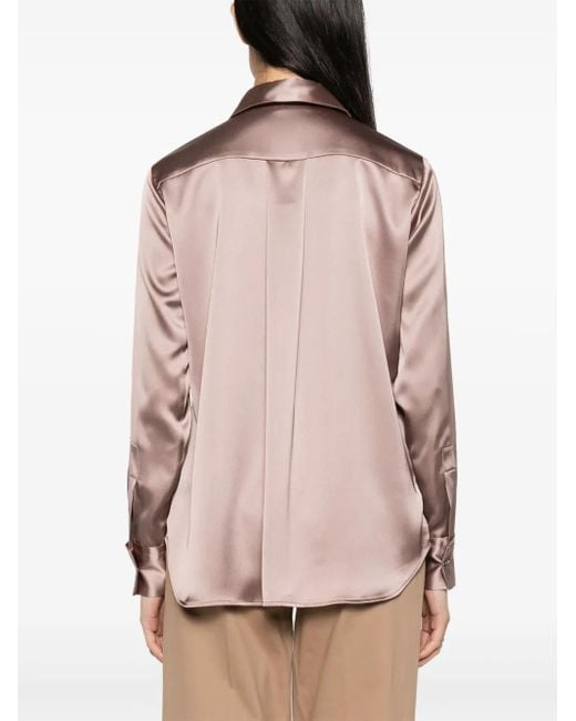 Blanca Vita Pink Long-Sleeve Satin Shirt