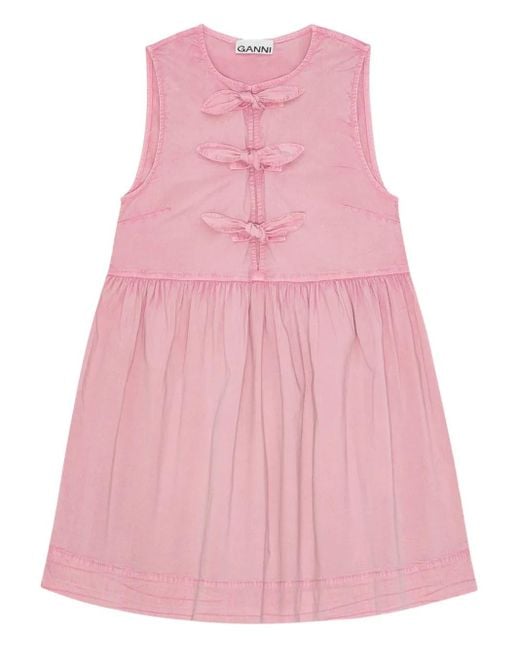 Ganni Pink Tie-Front Dress
