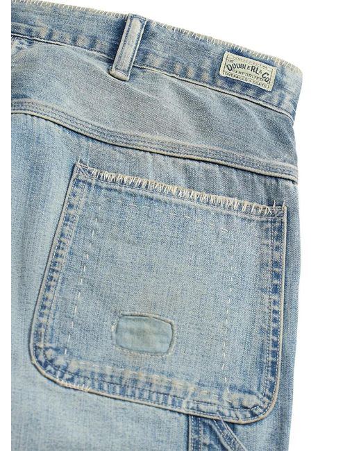 RRL Blue Patchwork Cotton Jeans for men