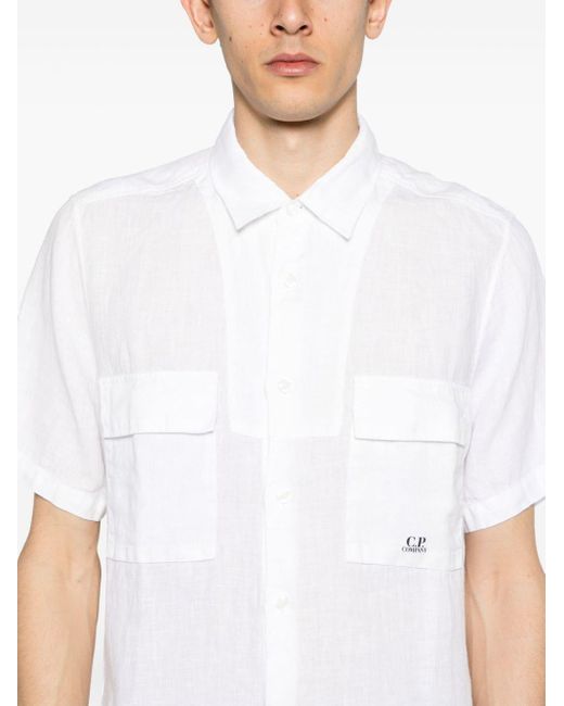 C P Company Linnen Overhemd in het White voor heren