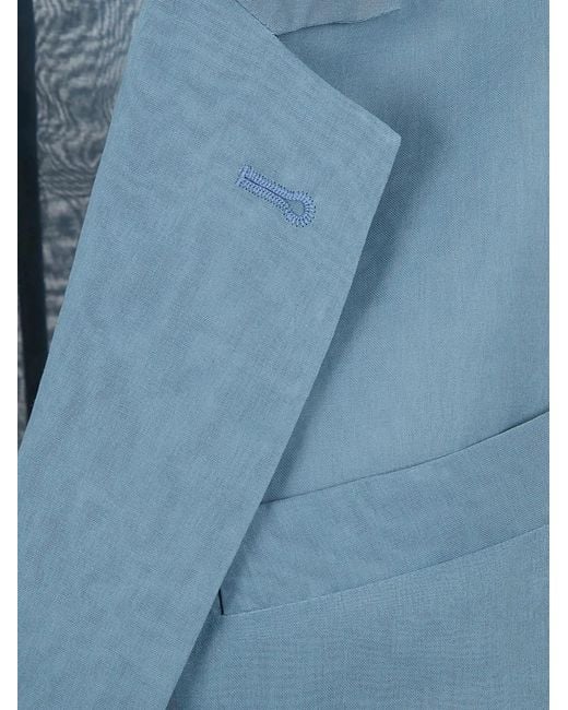 Brunello Cucinelli Blue Buttoned Cotton Blazer