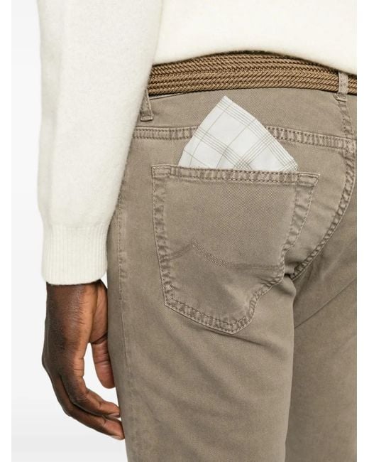 Jacob Cohen Gray Pantalon À Cinq Poches Et Patch Logo Nick for men