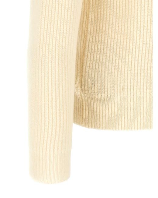Zanone White Ribbed-Knit Virgin Wool Sweater for men