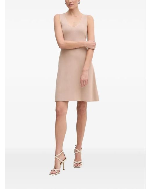 Morgan Natural Check-Pattern Two-Piece Mini Dress