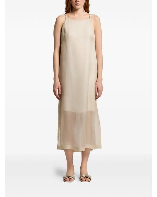 Peserico Natural Thin-Strap Midi Dress