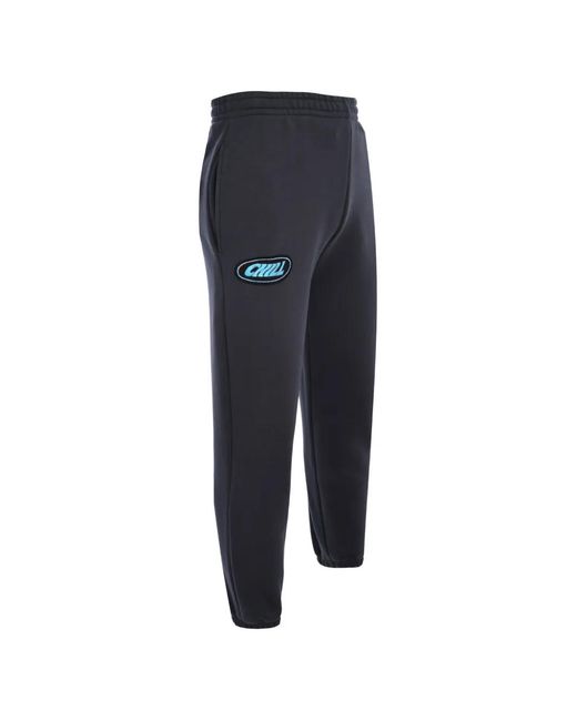 Tee Library Blue Chill Logo-Patch Track Pants for men