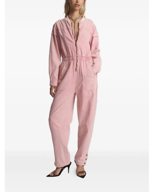 One Teaspoon Pink Cindy Zip-Up Jumpsuit