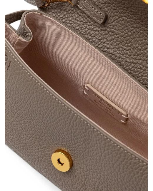 Coccinelle Gray Mini Thess Grainy Leather Shoulder Bag
