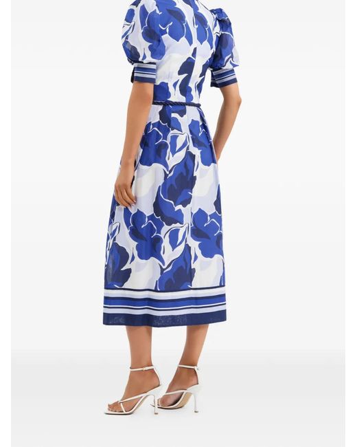 Rebecca Vallance Blue Paros Short-Sleeve Midi Dress