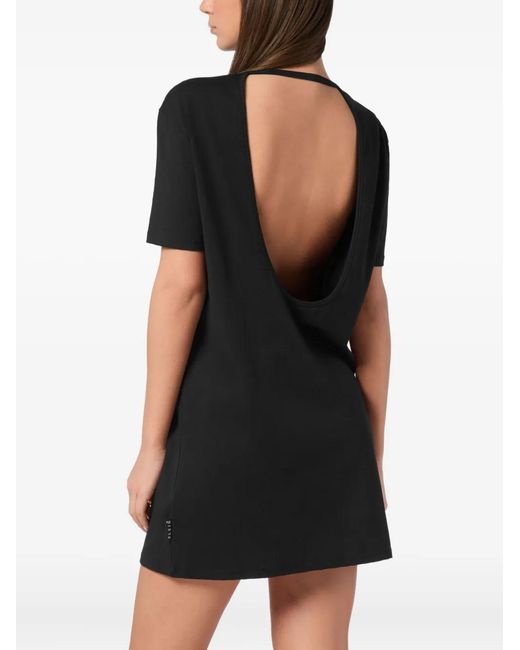 Philipp Plein Black Logo-Print Mini Dress