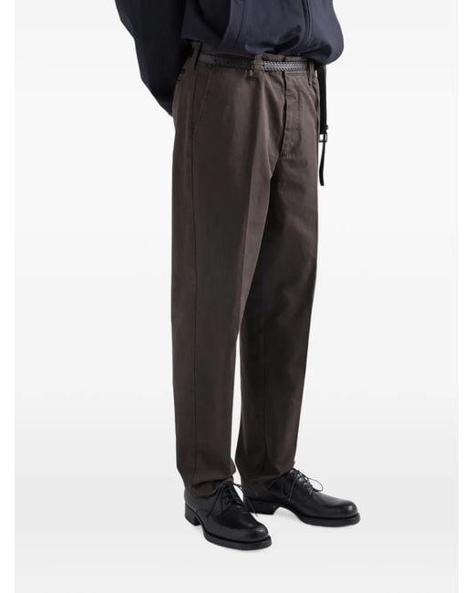Prada Brown Garment-Dyed Cotton Pants for men