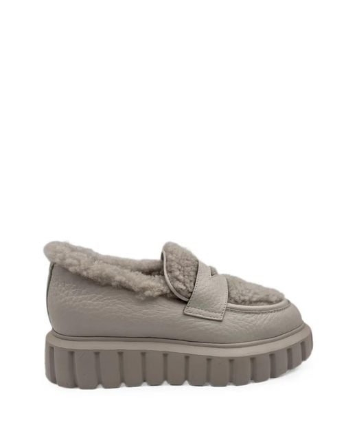 Voile Blanche Gray Grenelle Faux-Fur Loafers