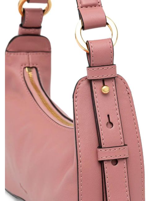 Pollini Pink Identity Logo-Debossed Leather Tote Bag