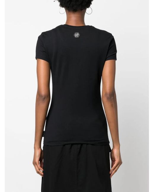 Philipp Plein Black Crystal-Embellished Logo T-Shirt
