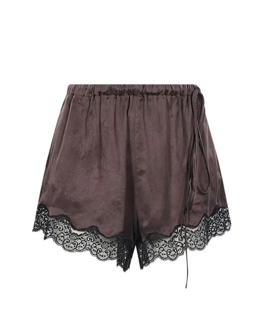 ANDAMANE Brown Lune Lace-Trim Shorts