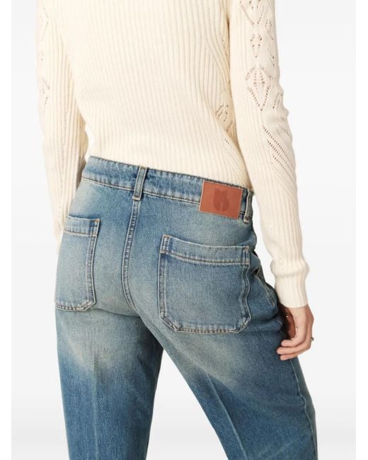 Ba&sh Jeans Met Opgestikte Zak in het Blue