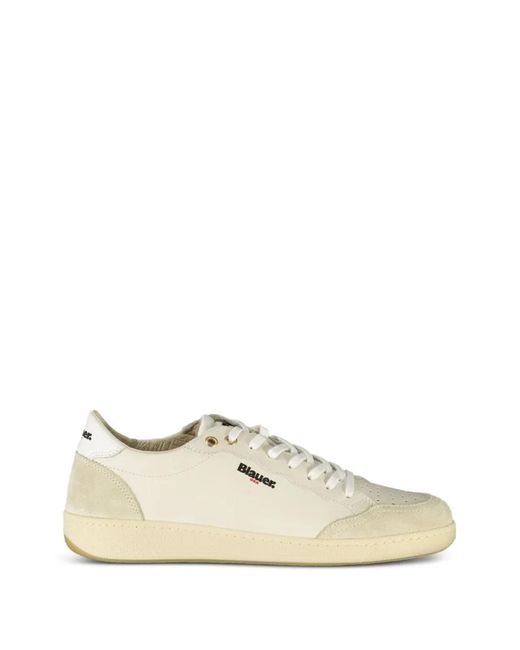 Blauer White Andrika Lace-Up Leather Sneakers for men