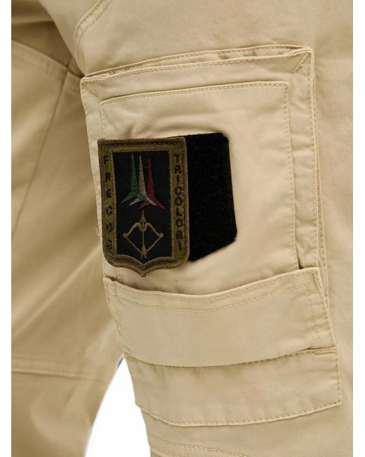 Aeronautica Militare Natural Logo-Patch Zip-Detail Cargo Pants for men