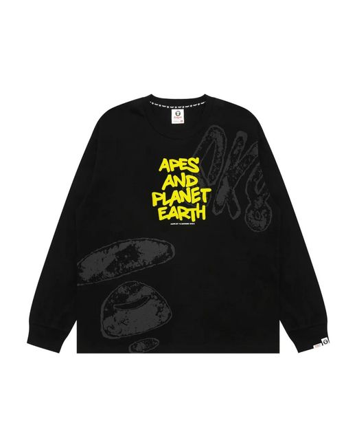 Aape By A Bathing Ape Black Long-Sleeve T-Shirt for men
