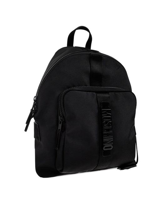Moschino Black Logo-Detail Backpack for men