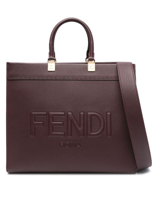 Fendi Purple Medium Sunshine Leather Tote Bag