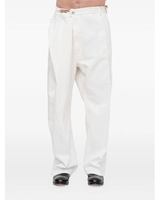 Setchu White Wrong Size Asymmetric Wide-Leg Trousers for men