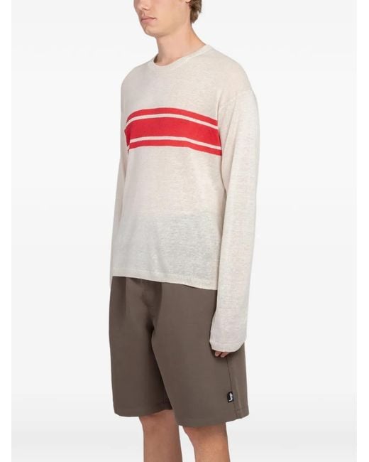 Stussy White Striped Long-Sleeve Sweater