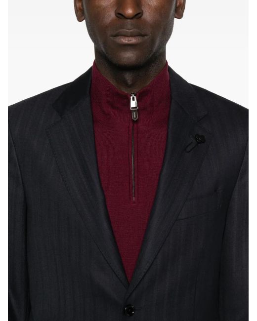 Lardini Black Pinstripe Cotton Suit for men
