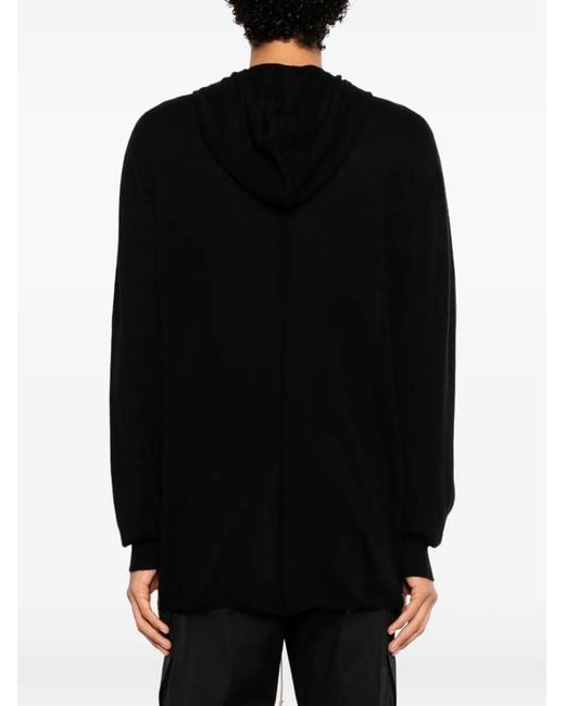 Rick Owens Black Knit Hoodie for men