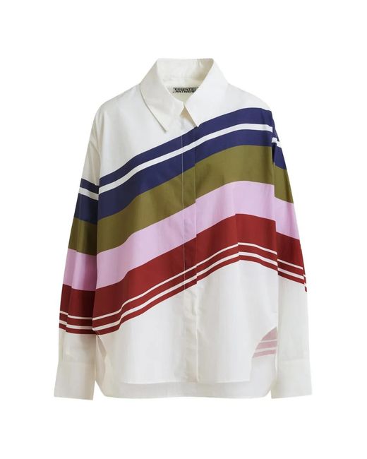 Essentiel Antwerp White Joppy Stripe-Print Shirt