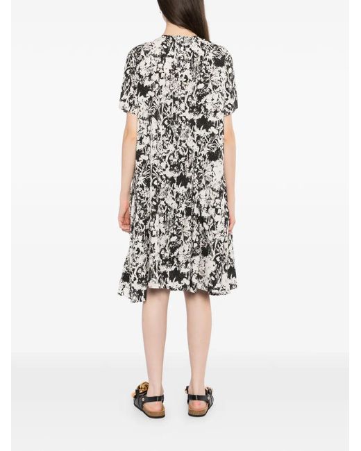 JNBY White Floral-Print Round-Neck Dress