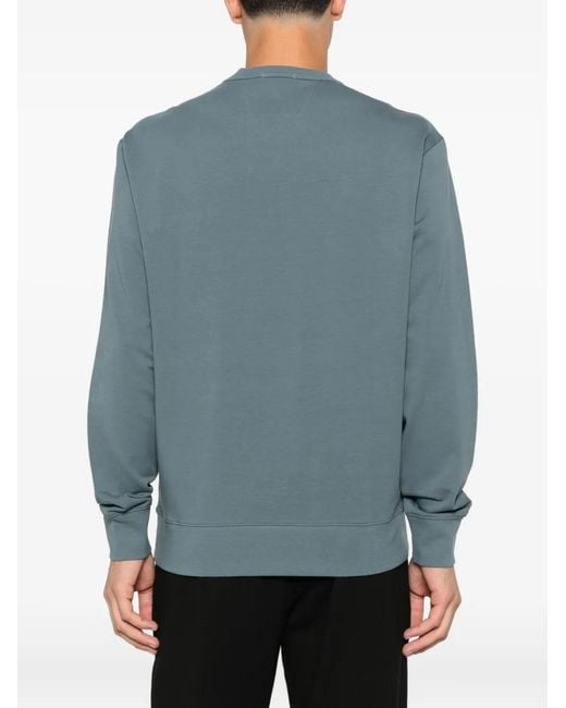 C P Company Blue Logo-Detail Crew-Neck Sweatshirt for men