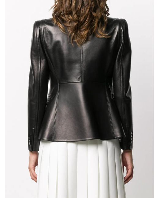 Valentino Garavani Black Single-Breasted Leather Blazer