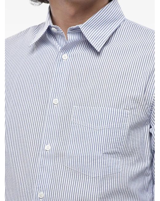 Paolo Pecora Gray Striped Breast-Pocket Shirt for men