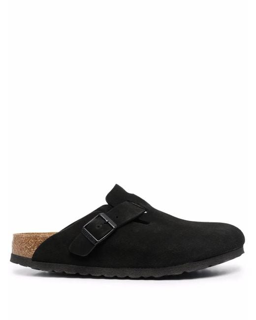 Birkenstock Black Boston Suede Mules