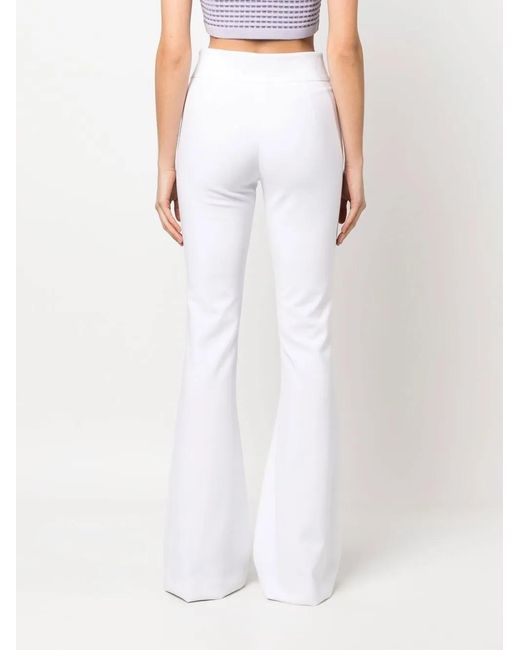 Genny White Zipped Flared Trousers