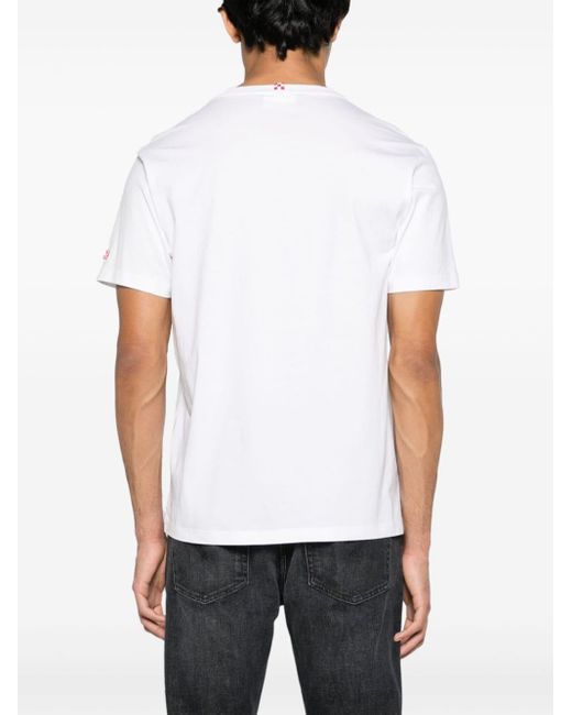 Mc2 Saint Barth White Logo-embroidered Cotton T-shirt for men