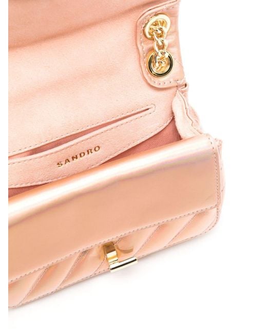 Sandro Pink Mini Yza Leather Crossbody Bag