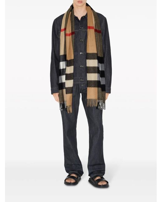 Burberry Brown Reversible Checked Cashmere Scarf
