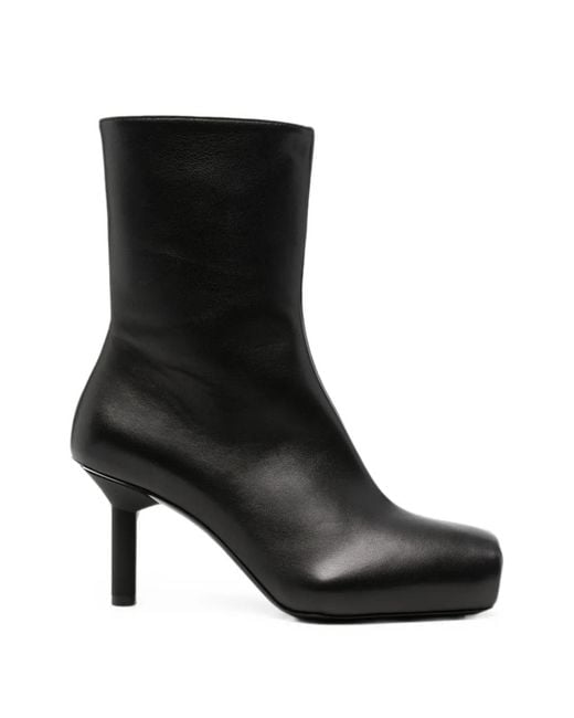 ALAINPAUL Black Square-Toe Ankle Boots