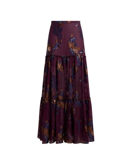 Etro Purple Silk-Blend Jacquard Maxi Skirt With Fil Coupé Flowers