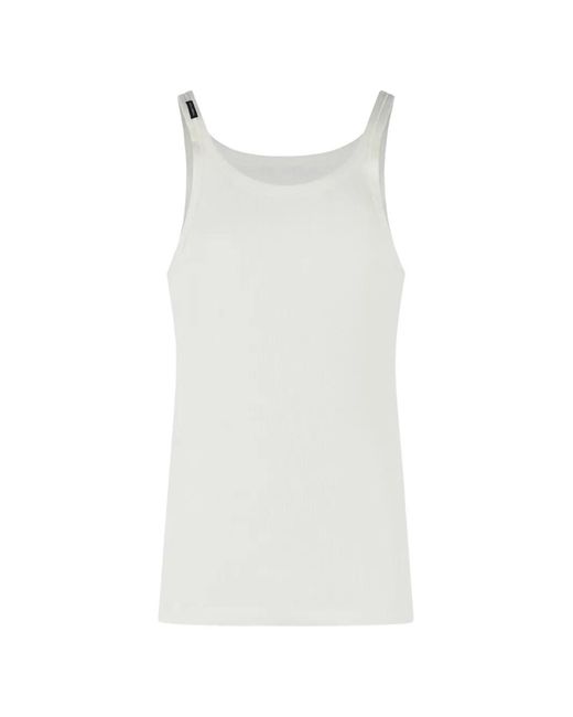 Dolce & Gabbana White Ribbed Cotton Tank Top for men