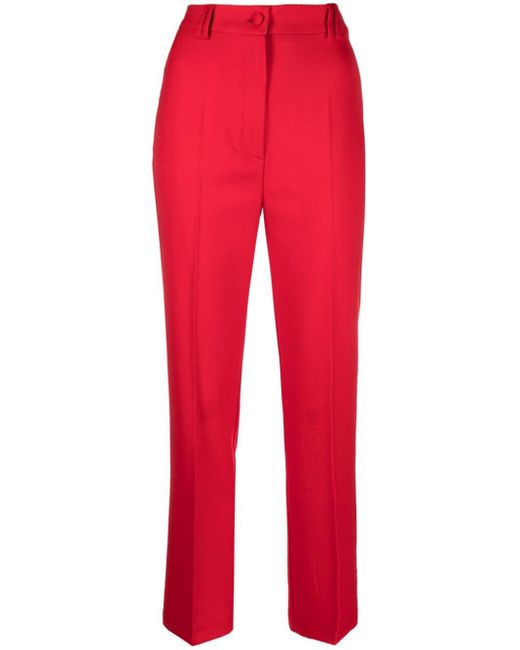 HEBE STUDIO Pressed-crease Button-fastening Tapered Trousers