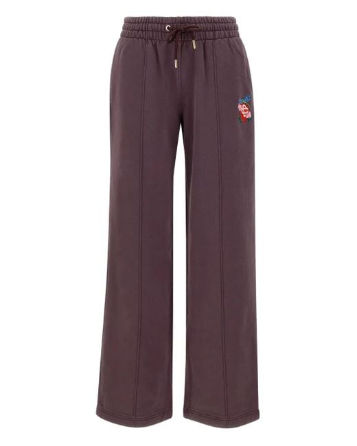 CASABLANCA Women's Purple Embroidered-Logo Drawstring Track Pants